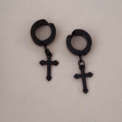Shiv Jagdamba Religious Cross Charm Fashion Punk Non-Piercing Clip-on Earring Metal Hoop Earring