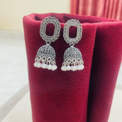 Fashion Paradise Silver Round Jhumki Alloy Earring Set