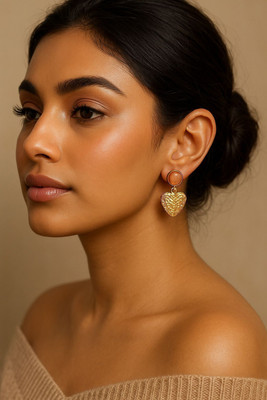 zarevia ZAREVIA Golden Heart Drop Earrings for Women & Girls Copper Drops & Danglers