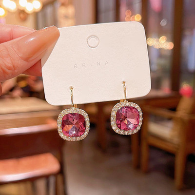Exotique Korean Style Stone Decor Earrings Alloy Rhinestone Studs, Drops & Danglers