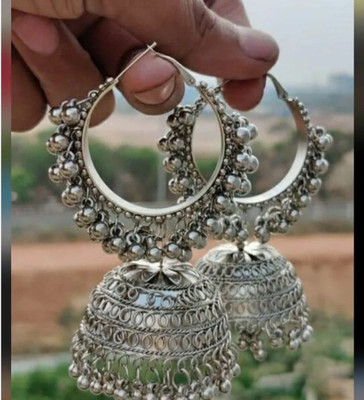 Ashir combo of 2 Oxidised silver jhumki jhumka Earrings for women and girls Alloy Jhumki Earring