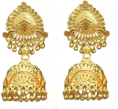 rich & famous Traditional Gold Plated Jhumka Leaf Style Design Earrings For Women Gold Jhumki Earring