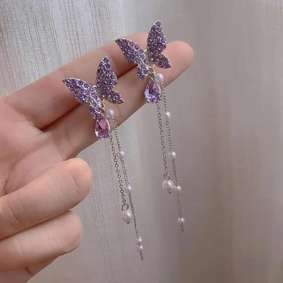 Vembley Fancy Design purple butterfly earring for females Alloy Drops & Danglers