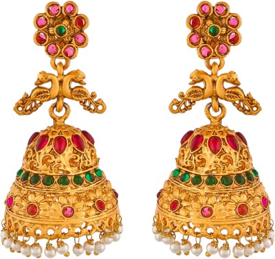 Silvermerc Designs South Indian Gold Plated Jhumka Earrings Brass Jhumki Earring