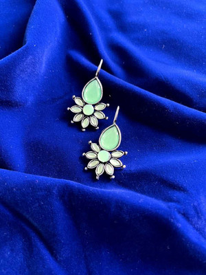 Hengar Traders Flower_Kundan_Green-3 Cubic Zirconia Alloy Earring Set