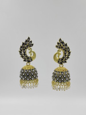 AASHU SM BLACK MINAKRI JHUMKA Crystal, Beads Brass Jhumki Earring