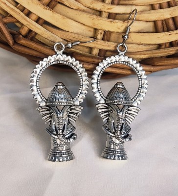 ohgirlaccessories Oh Girl Oxidised Cute Ganesha Earrings Alloy Plug Earring