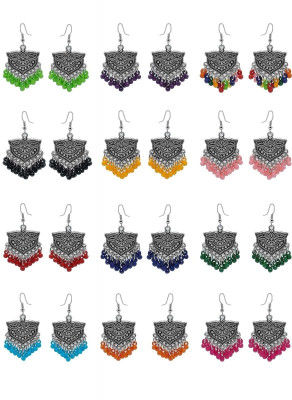 Fashion Fusion Combo of 12 Afghani Kashmiri Jhumka earrings for Girls and Women Alloy Drops & Danglers