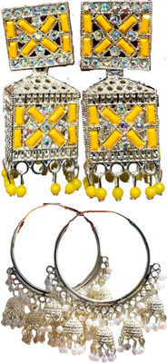 Hernger traders Earring-Box-03_01 & White_beads_s01_02 Cubic Zirconia Alloy Earring Set