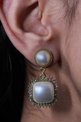 neze NZ 10 Korean Pearl Rhinestone Earrings for Women Alloy Drops & Danglers