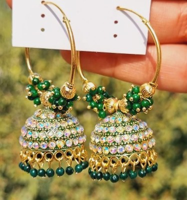 Buydilse Traditional Gold Plated Enamelled Jhumka & Hoop Baali Earring womens Brass Jhumki Earring