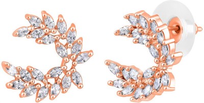 Stefan Amarican Diamond Leaf-Shaped Stud Earring for Women Crystal Brass Stud Earring