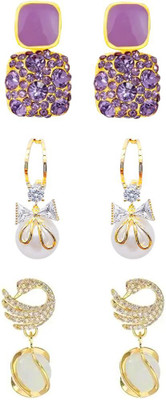 estailo fashion Cross Bling Stud,Pearlfect Drop Earrings Set Of Women,Girls Zircon Alloy Earring Set