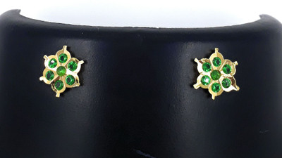 Anujeet Fashion Hub Gold Plated Covering 5 metal Impon AD Stone Floral Stud Earrings For Women/Girls Copper Stud Earring