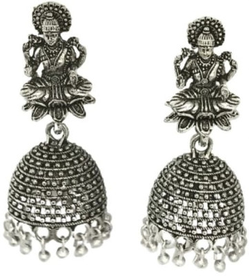 Viskon Enterprises Oxidised Silver Lakshmi earrings Metal Jhumki Earring