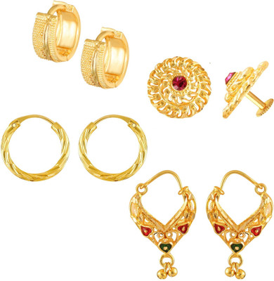 VIGHNAHARTA Golden Alloy Stud Earrings Combo Set(Sales Package-4 Pair Earrings ) Cubic Zirconia Alloy Chandbali Earring, Stud Earring