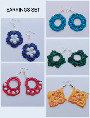 SRco SRco handmade wool crochet silk thread woman earings Fabric Drops & Danglers