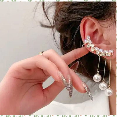 Vimich Studded Ear Cuff Pearl Earrings For Women/Girls Cubic Zirconia Alloy Drops & Danglers