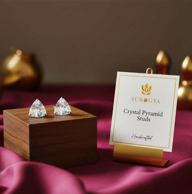 Surogya SURGYA Crystal Pyramid Studs Cubic Zirconia Brass Stud Earring