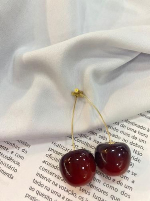 Freebies Stylish Korean Red Cherry Earings For Women & Girls Alloy Stud Earring