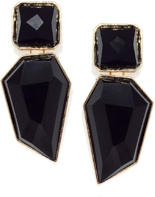 Oomph Black Large Geometric Crystal Fashion Drop Earrings For Women & Girls Beads, Crystal Alloy Drops & Danglers