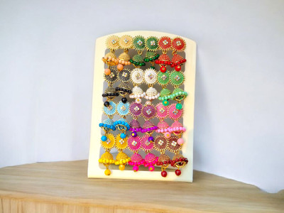 jhumkhas Traditional Multicolor Jhumka 12 Pair Combo pack For Women & Girls Crystal Alloy Jhumki Earring