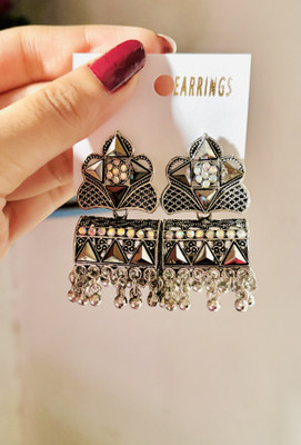 swq Traditional Oxidized Jhumka Alloy Jhumki Earring