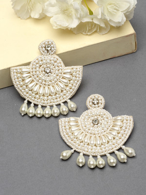 Anekaant Outre White Quirky Handcrafted Drop Earrings Fabric Drops & Danglers