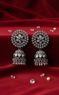 Shree Creations Earrings for women, earrings for girls, Black glitter Crystal glow Beads Alloy Drops & Danglers, Earring Set, Jhumki Earring, Stud Earring