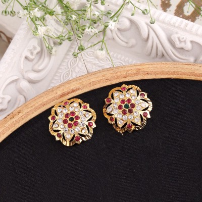 Gilher gilher gold plated traditional real look jadau earring stud for women Zircon Copper Stud Earring