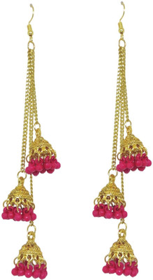 house of common Stylish Fancy Party Wear Ethnic Bohemian Jhumka Afghani Earrings Beads Metal Jhumki Earring