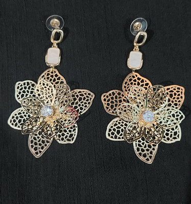 designearrings Gold plated floral Korean earrings Cubic Zirconia Aluminum, Acrylic Drops & Danglers