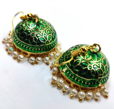 Anantaa Fashion Meenakari collection handpinted pearl jhumka earrings women and girls Beads Brass Jhumki Earring, Hoop Earring, Stud Earring