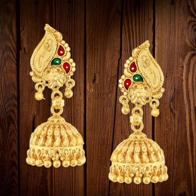 VIVASTRI Traditional 1gm Gold South Screw Back Alloy Gold andMicron Plated Jhumka Earring Brass Stud Earring