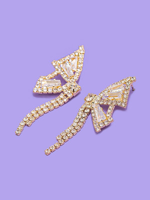 YELLOW CHIMES Sparkling Crystal Studded Butterfly Shaped Chain Tassel Hanging Drop Earrings Crystal Metal Drops & Danglers