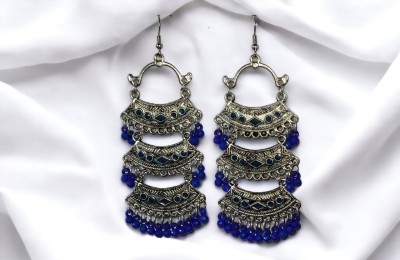 OKU COMBO OF2 Oxidized Earrings for Women (Black Mirror & Multi Bali) Alloy Hoop Earring, Plug Earring, Jhumki Earring