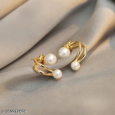 neze NZ 38 Korean Dual Pearl Gold Plated Earrings Alloy Clip-on Earring