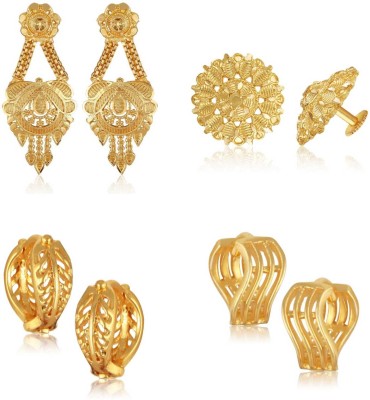 VIGHNAHARTA Vighnaharta Golden Alloy Stud Earrings Combo Set(Sales Package-4 Pair Earrings) Brass Stud Earring, Clip-on Earring