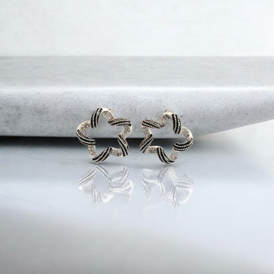purpleluck Star Stud Silver Earrings Cubic Zirconia Sterling Silver Stud Earring