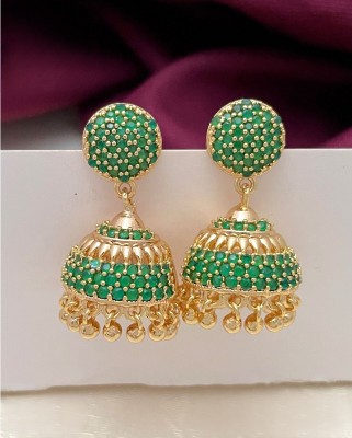 PBM CREATIONS Gold Covering IMPON AD Stone Jhumiki Kammal/Earring 5 Metal/ 5 Pon Gold Beads Copper Drops & Danglers, Jhumki Earring
