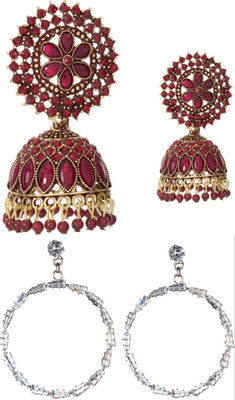 Hana creations Silver Plated Oxidised Traditional Jhumka/ Jhumki Earrings for Women and Girls Alloy, Alloy Earring Set