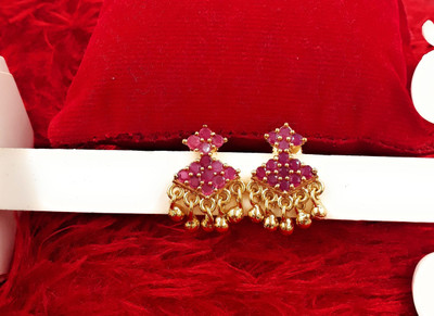 Anujeet Fashion Hub Gold Plated Covering 5 metal Impon AD Stone Dangler Earrings For Women & Girls Copper Drops & Danglers