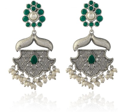 Papered Stones studded Floral Motifs Brass Chandbali Earring