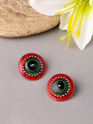 Viraasi Oxidised Meenakari Enamelling Earring for Women Brass Stud Earring