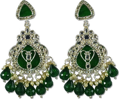 AZTAZ Royal EMERALD Drop Earrings Alloy Chandbali Earring