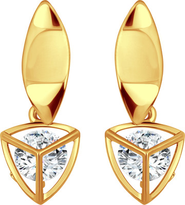 Vivaana White Jasmine Solitaire CZ Gold Plated earring for Girls Cubic Zirconia Alloy Drops & Danglers