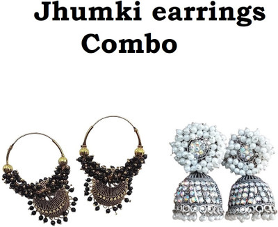 JMBW INTERNATIONAL 2 Combo Kundan jewelry set earrings Beads Alloy Jhumki Earring