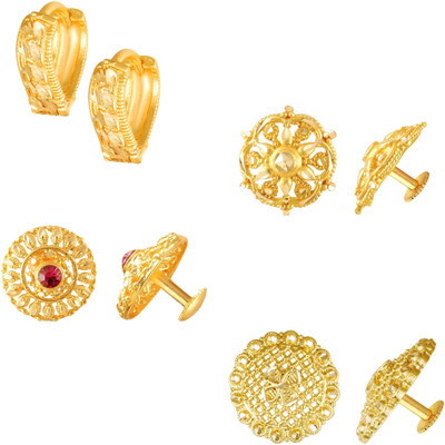 VIGHNAHARTA Golden Alloy Stud Earrings Combo Set(Sales Package-4 Pair Earrings ) Cubic Zirconia Alloy Clip-on Earring, Stud Earring