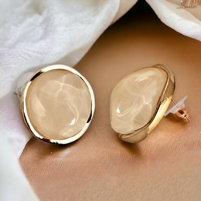 Lucky Jewellery Designer Gold Plated Trendy Semi Precious Stone Stud Earrings For Girls & Women Alloy Stud Earring