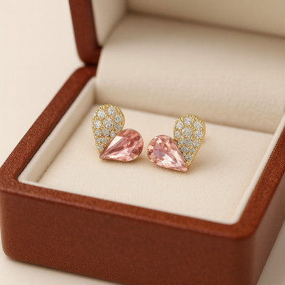 Henuka Pink Heart Korean Earring Alloy Stud Earring